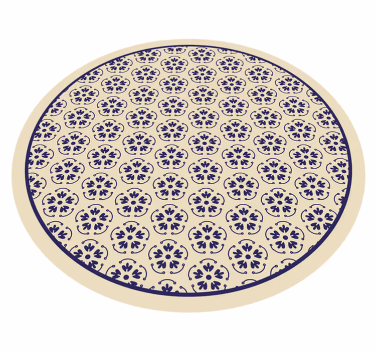 Alfombra vinílica flores patrón de mosaico circular - TenVinilo