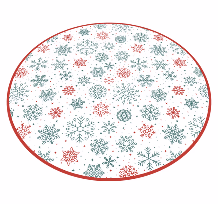 Alfombra vinilo navidad círculo de copo de nieve - TenVinilo