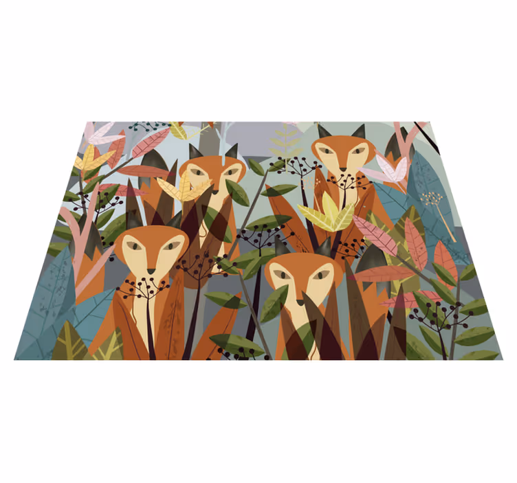 Alfombra vinílica animales arte de la fauna del bosque - TenVinilo