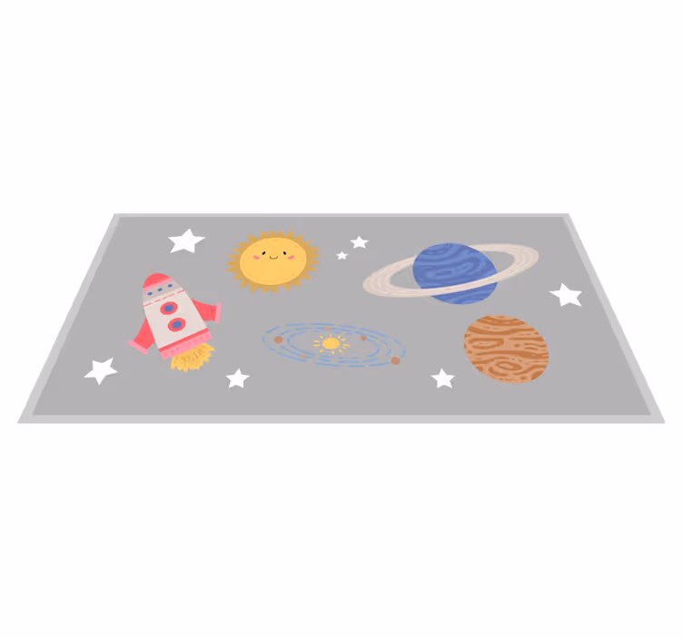 Alfombra de vinilo infantil tema de aventura espacial - TenVinilo