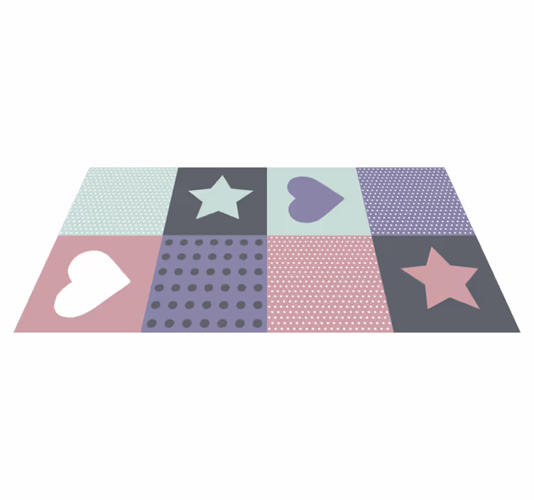 Alfombra de vinilo infantil estrella de corazón de patchwork - TenVinilo