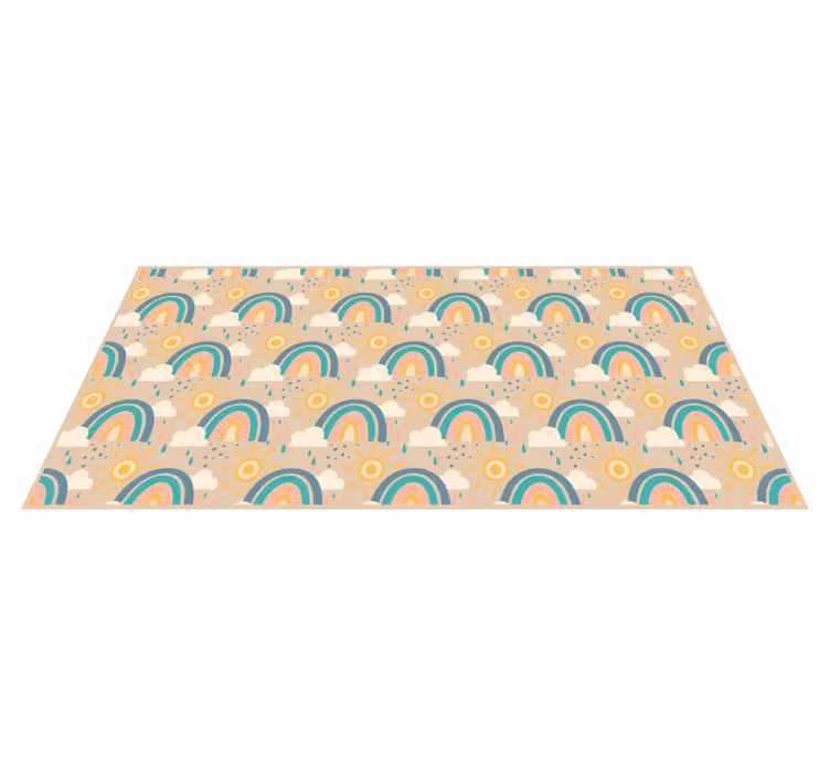Alfombra de vinilo infantil patrón de arco iris alegre - TenVinilo