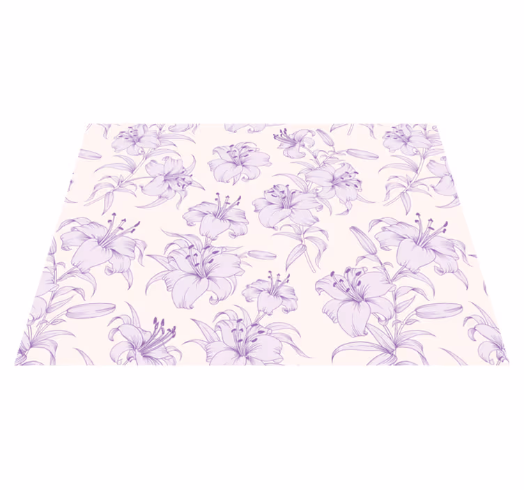 Alfombra vinílica flores patrón floral lila - TenVinilo