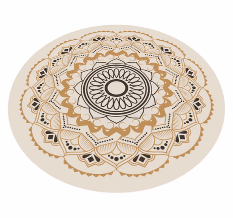 Alfombra de vinilo mandala diseño circular mandala beige - TenVinilo
