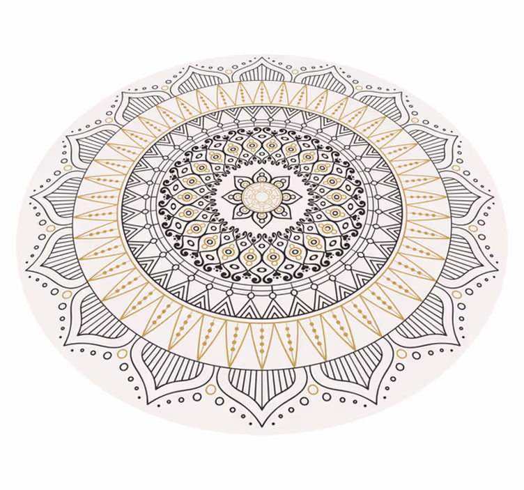 Alfombra vinílica mandala Círculo geométrico marrón y amarillo - TenVinilo