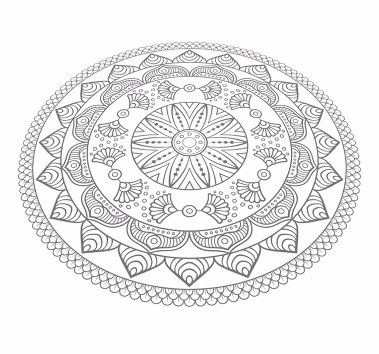 Alfombra vinílica mandala Patrón geométrico triángulo gris - TenVinilo