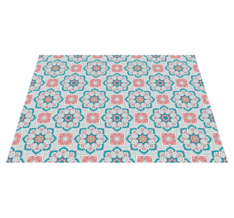 Alfombra vinílica flores efecto azulejo - TenVinilo