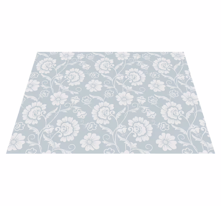 Alfombra vinílica gris patrón floral elegante - TenVinilo