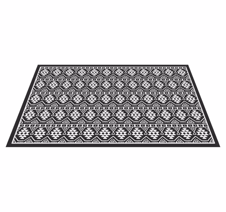 Alfombra vinílica étnica bohemio blanco y negro - TenVinilo
