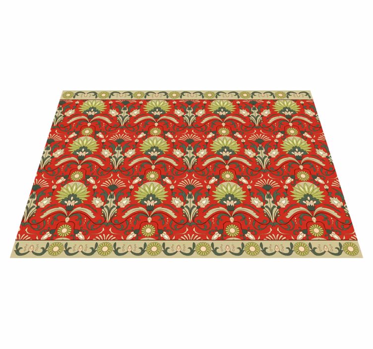Alfombra vinílica comedor diseño verde tradicional - TenVinilo