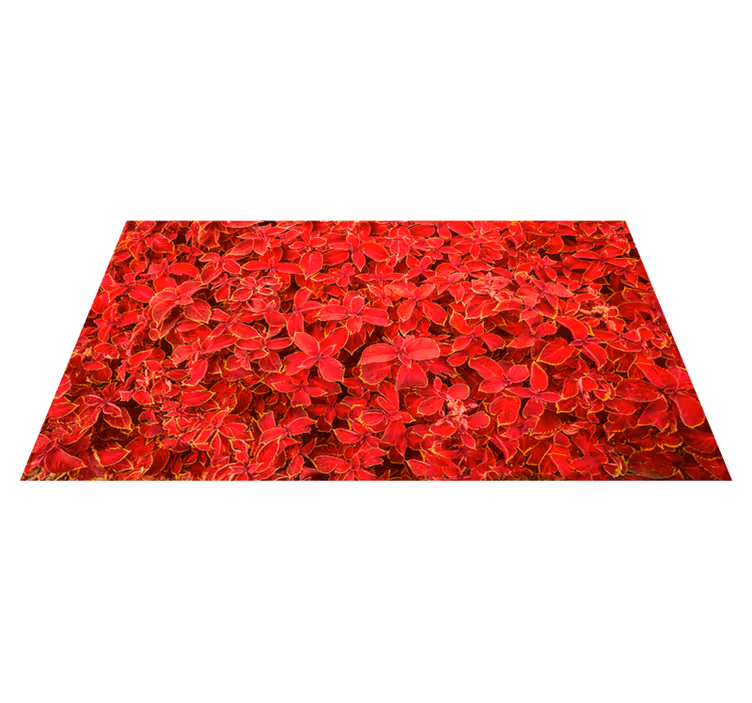 Alfombra vinílica roja patrón de pétalos - TenVinilo