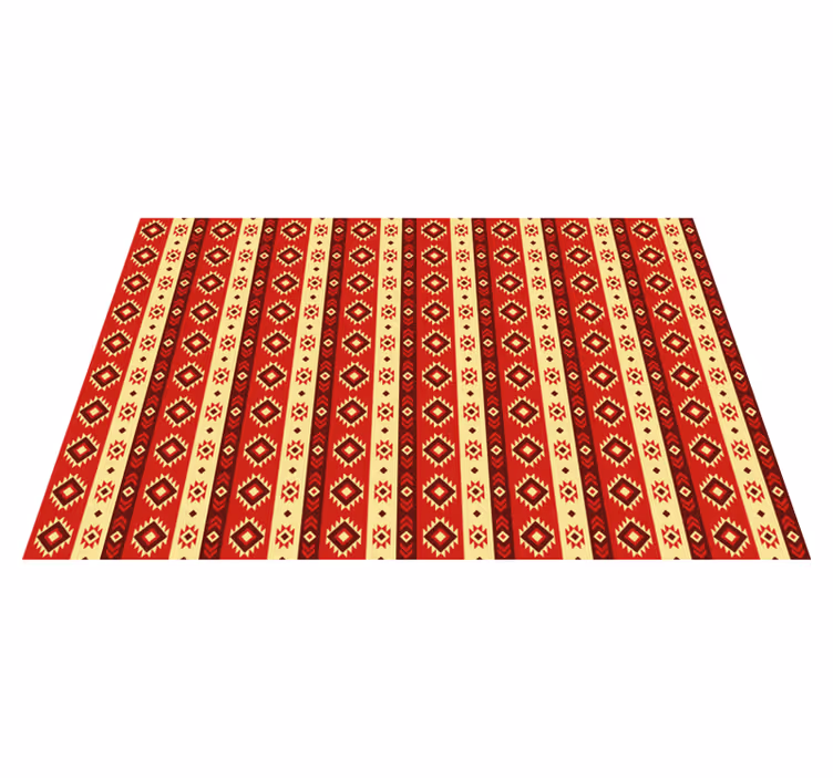 Alfombra vinílica roja patrón étnico - TenVinilo