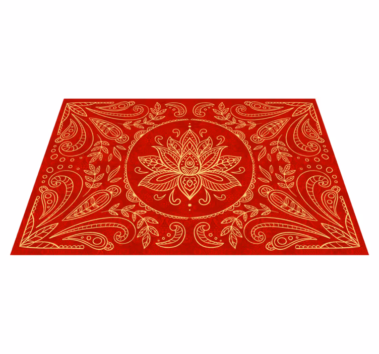 Alfombra vinílica roja diseño de mandala vintage - TenVinilo