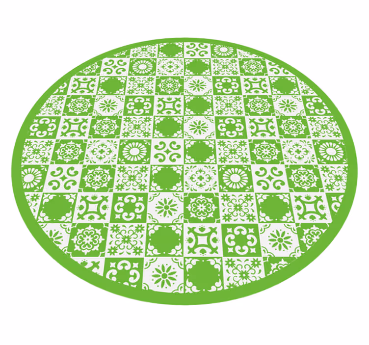 Alfombra vinílica hidráulica círculo de mosaico geométrico - TenVinilo