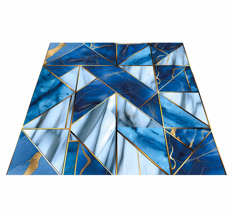 Alfombra vinílica efecto mármol azul y dorado - TenVinilo
