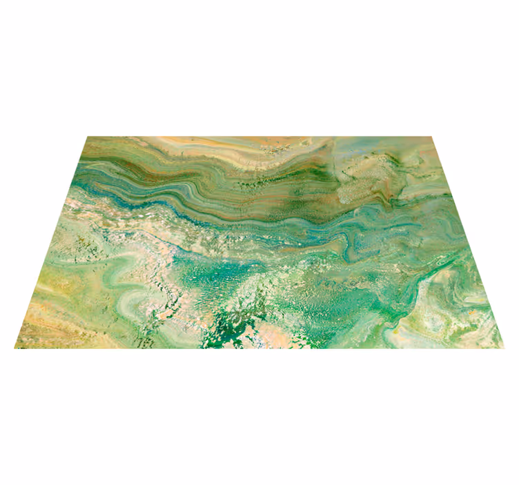 Alfombra vinílica efecto mármol colores verde y beige - TenVinilo