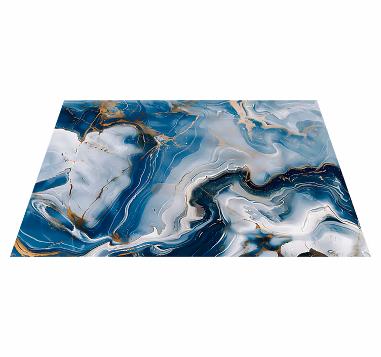 Alfombra vinílica efecto mármol colores azul marino y blanco - TenVinilo