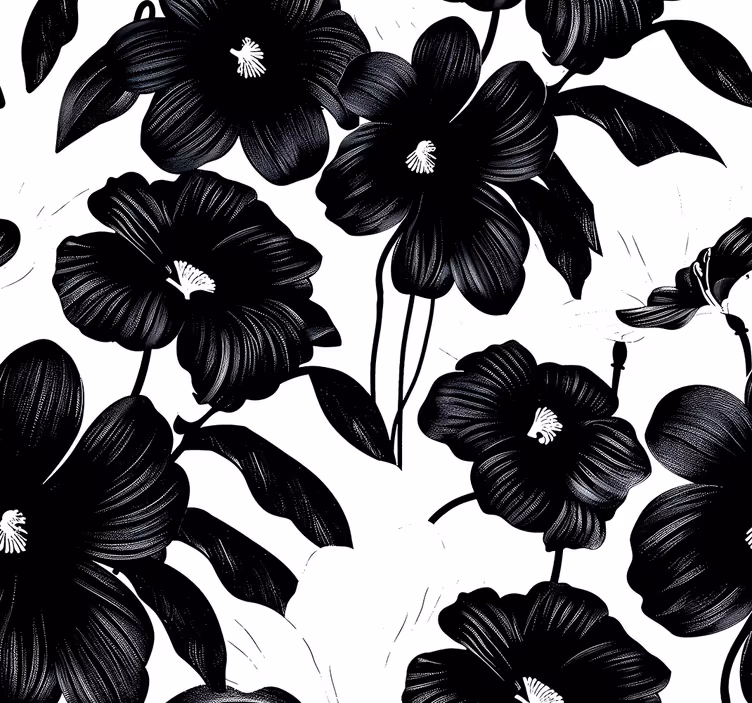 Papel tapiz flores adormidera negra - TenVinilo
