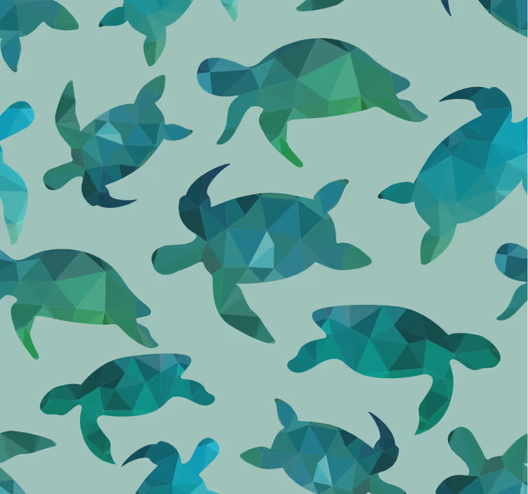 Papel tapiz animales patrón de tortugas marinas - TenVinilo