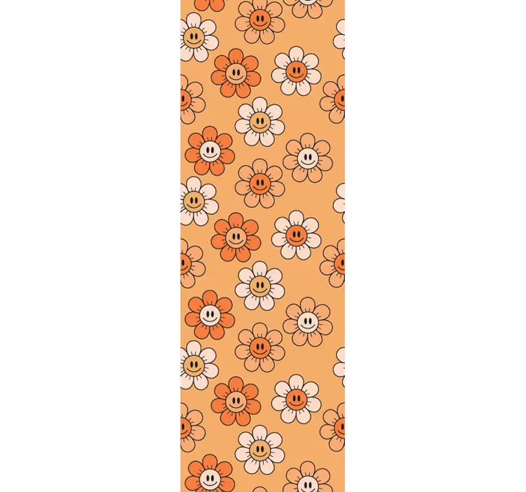 Papel tapiz flores patrón floral sonriente - TenVinilo