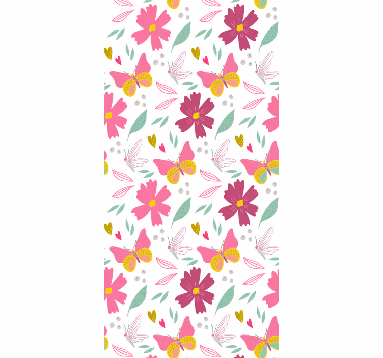 Papel tapiz mariposas patrón floral colorido - TenVinilo