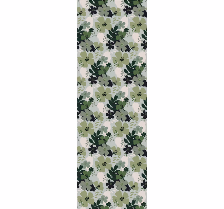 Papel tapiz flores motivo verde exuberante - TenVinilo