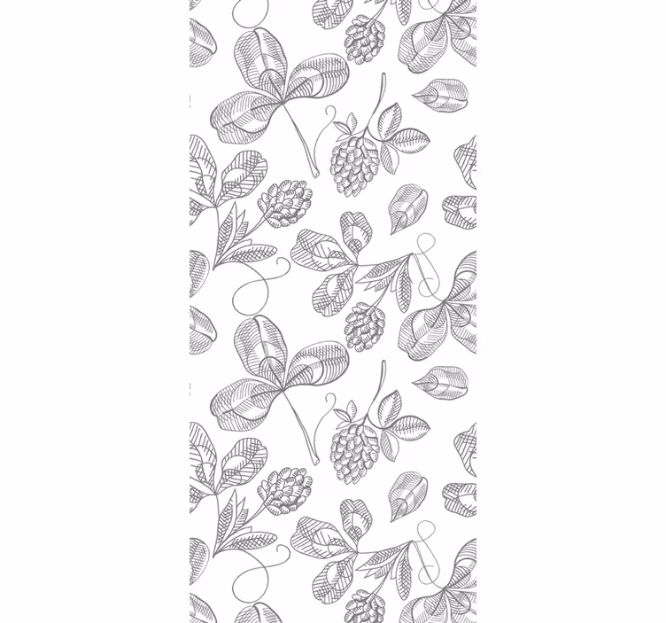 Papel tapiz hojas patrón de diseño gris y blanco - TenVinilo