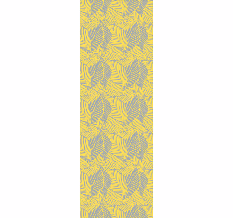 Papel tapiz hojas motivo gris y amarillo vivo - TenVinilo