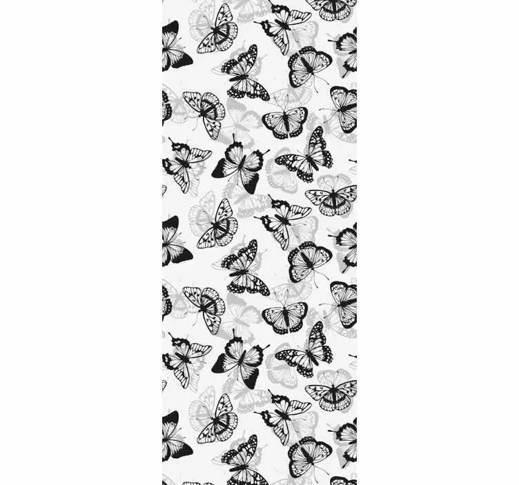 Papel tapiz mariposas siluetas negras revoloteando - TenVinilo