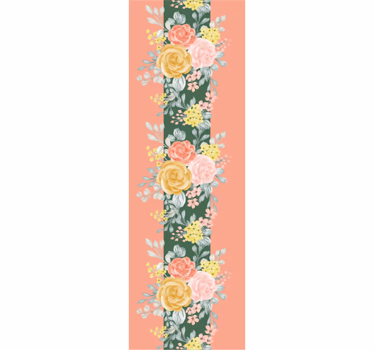 Papel tapiz flores rosas y vegetación - TenVinilo