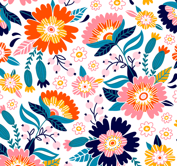 Papel tapiz flores motivo floral colorido - TenVinilo