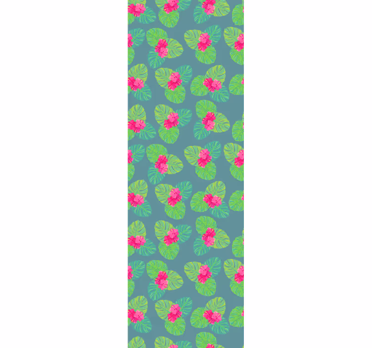 Papel tapiz flores hojas exóticas florecientes - TenVinilo