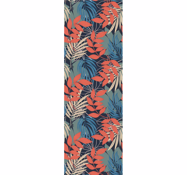 Papel tapiz hojas jungla de coral azul - TenVinilo