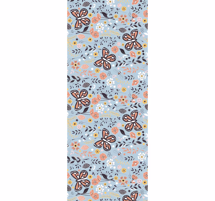 Papel tapiz mariposas encantadores motivos florales - TenVinilo