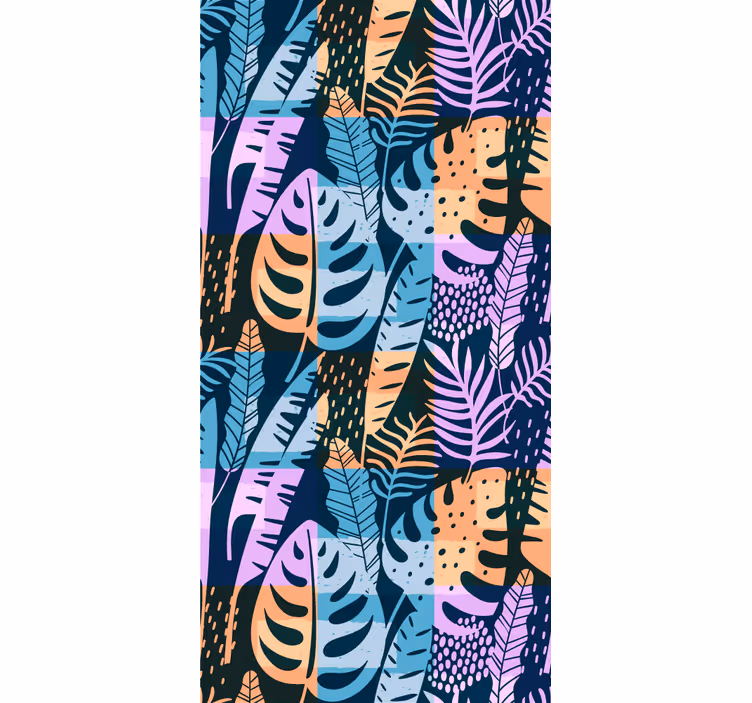 Papel tapiz hojas arte de colores tropicales - TenVinilo