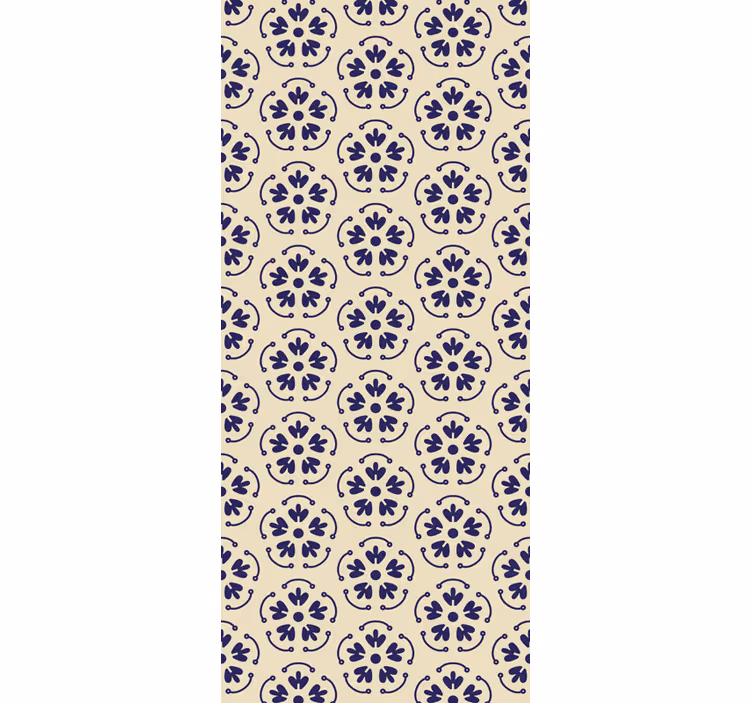 Papel tapiz floral motivos redondos azules - TenVinilo