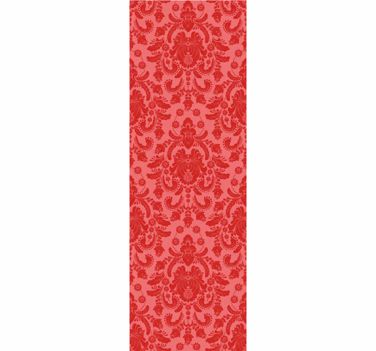 Papel tapiz clásico damasco floral rojo - TenVinilo