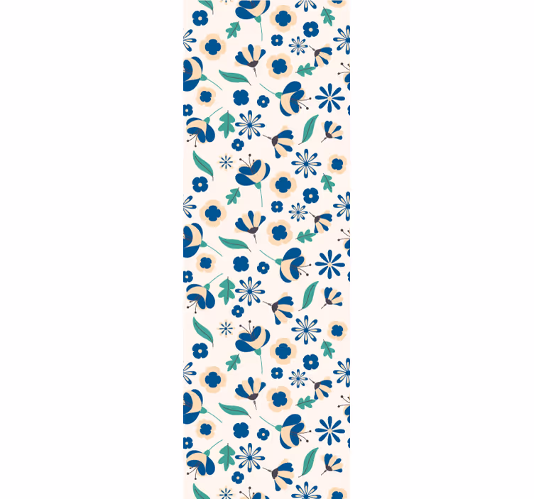 Papel tapiz flores patrón floral azul - TenVinilo