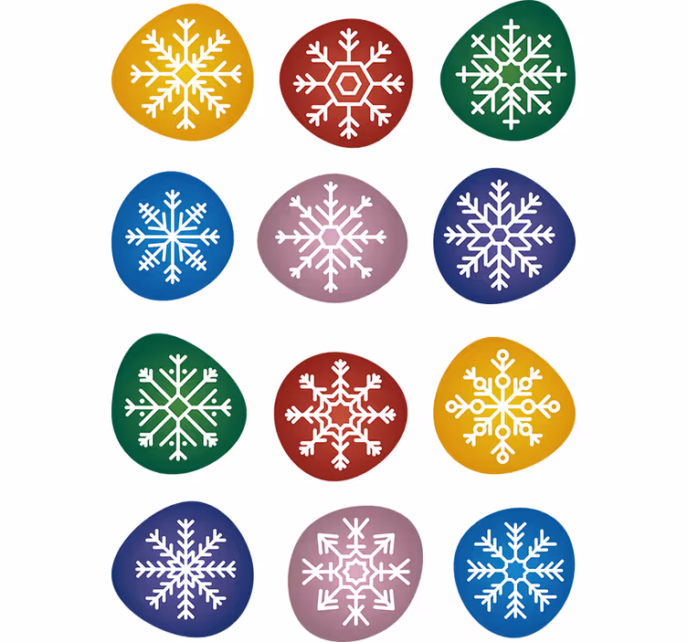 Papel tapiz navidad copos de nieve coloridos - TenVinilo