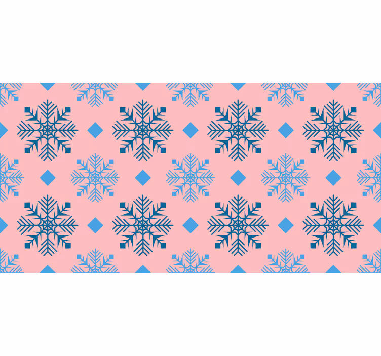 Papel tapiz navidad patrón de copos rosa y azul - TenVinilo