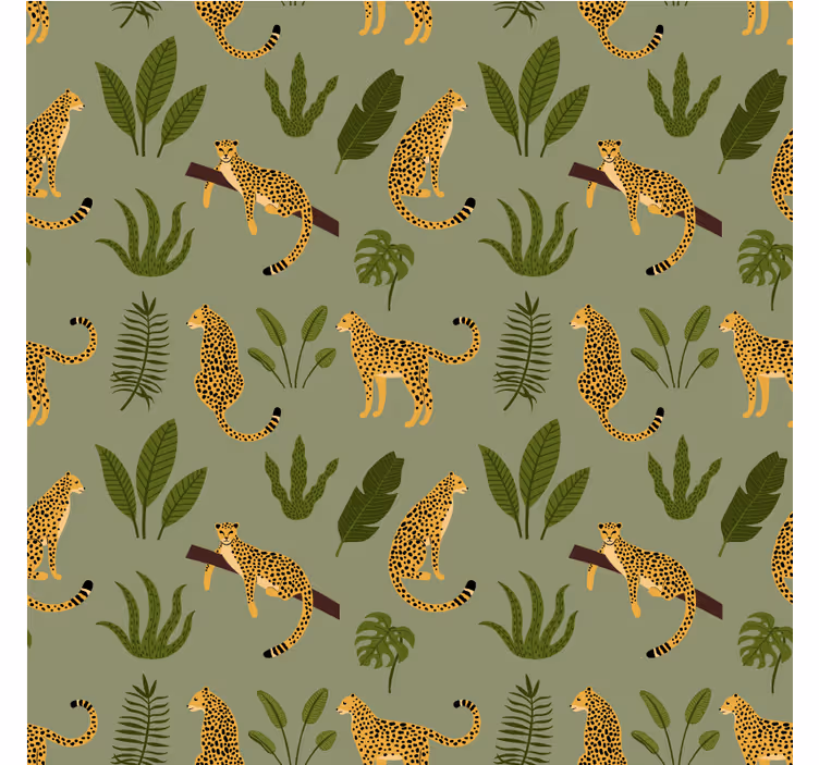 Papel tapiz para recámara diseño jungla floral leopardo - TenVinilo