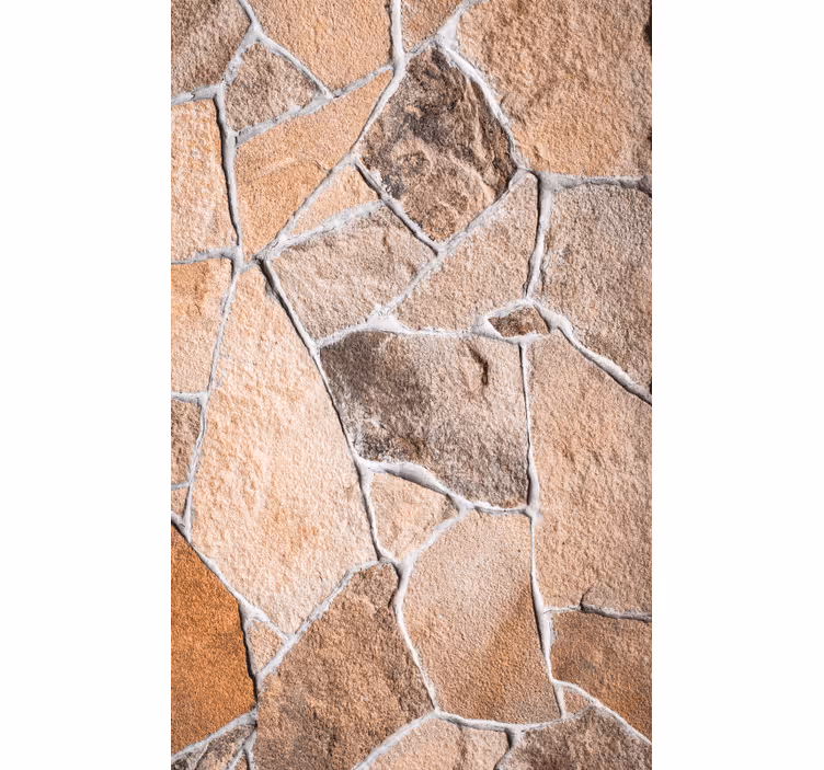 Papel tapiz ornamental ladrillos de piedra marrón claro - TenVinilo