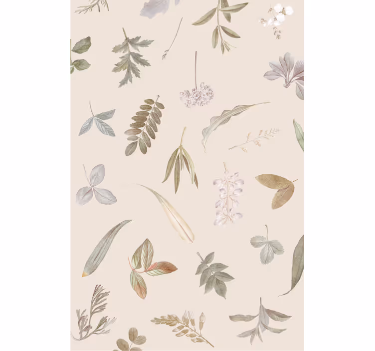 Papel tapiz hojas con motivo floral superpuesto - TenVinilo