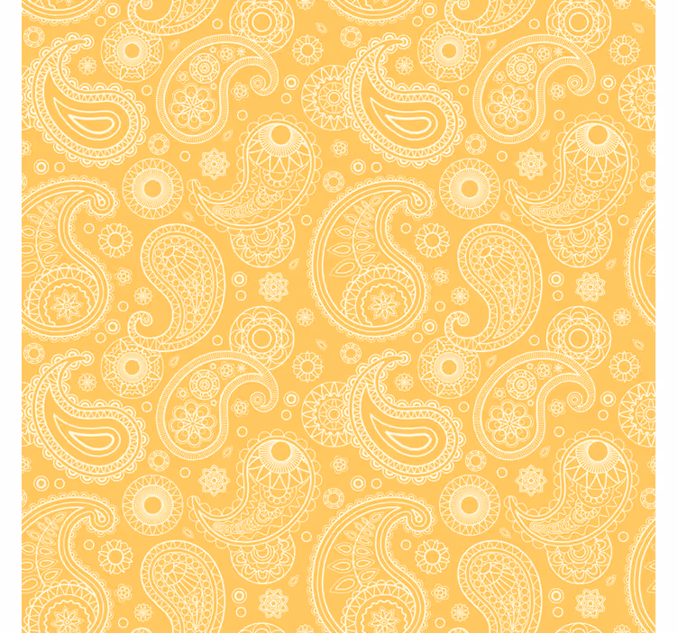 Papel tapiz para sala paisley árabe amarillo - TenVinilo