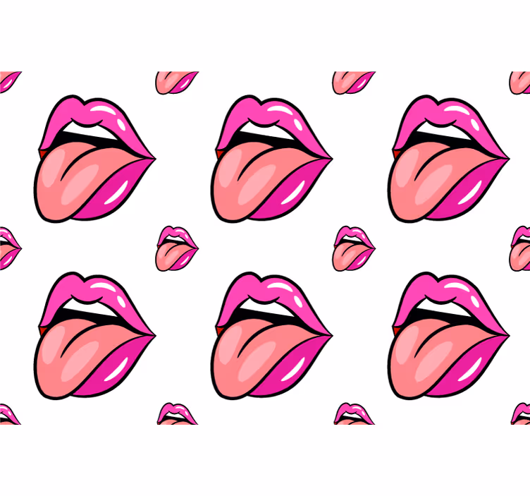 Papel tapiz para recámara motivo de labios divertidos - TenVinilo