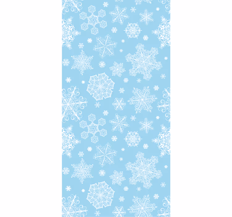 Papel tapiz para recámara copos de nieve blancos sobre azul - TenVinilo
