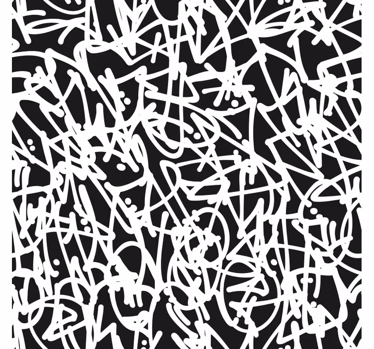 Papel tapiz para recámara graffiti en blanco y negro - TenVinilo