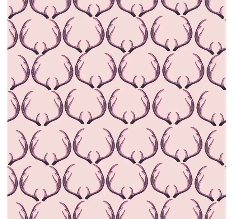 Papel tapiz animales cuernos de ciervo rosa - TenVinilo