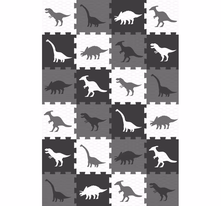 Papel tapiz animales rompecabezas de animales grises - TenVinilo