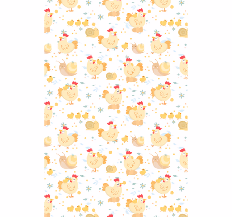Papel tapiz animales granja de gallinas y caracoles - TenVinilo